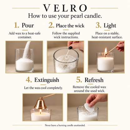 Pearl Candles with Wick, Refillable & Reusable Sand Candle